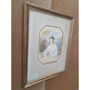 Portrait Of Young Girl, Watercolor, 1842.