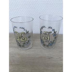Very Pretty Pair Of Monogram J And H Glasses