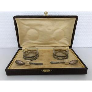 Old Silver And Crystal Salt Cellars