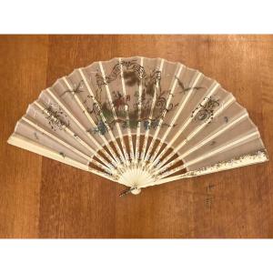 Very Pretty Signed Painted Fan