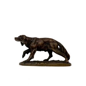 Small Animal Bronze Signed Pj Mene - Hunting Dog