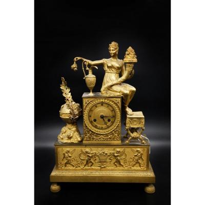 Empire Clock In Gilt Bronze