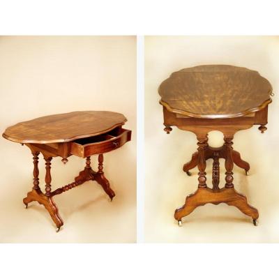 Small Violin-shaped Living Room Table With Shutter - Napoleon III Period