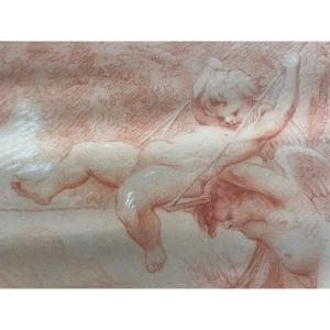 Large Red Chalk Drawing Signed Prat