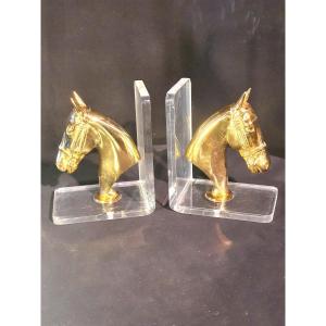 Bookends Gilded Bronze Horses.