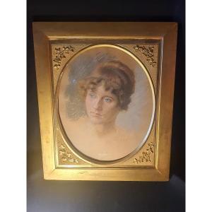 Portrait Young Woman XIX Century, Neo Classic.