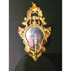 Baroque Mirror Golden Wood XVIII Century.