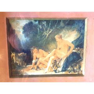 Gouache Painting Bathers School Boucher.