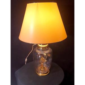 Large Vintage Golden Flower Lamp.