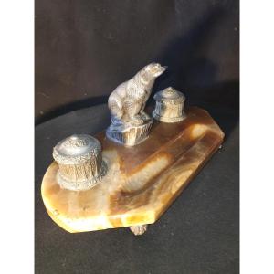 Art Deco Inkwell, Animal Subject Seal.sea Lion.