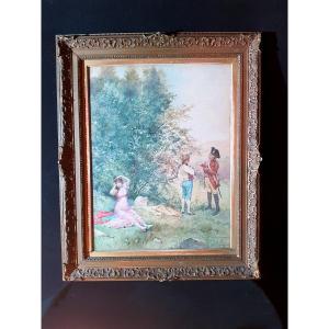 Tableau Aquarelle E Grivaz Sujet Amoureux. 