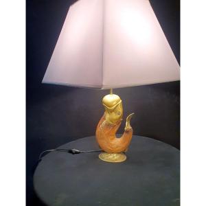 Whale, Sperm Whale Animal Bronze Lamp. Hollywood Regency