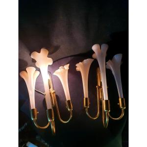 Pair Of Murano Sconces, Venini.