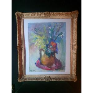 Painting Bouquet Of Flowers, Balbino Giner.