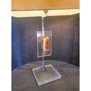 Vintage Lucite Amethyst Lamp.