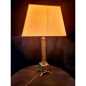 Neo Classical Bronze And Glass Lamp, First Empire.