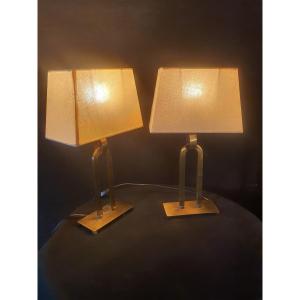 Pair Of Vintage Horseshoe Lamps.