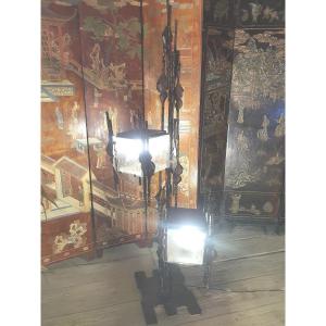 Vintage Brutalist Floor Lamp Naturalist Decor.