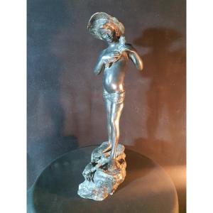 Bronze Sculpture Young Fisherman Giovanni De Martino.