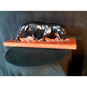Panther Terracotta Sculpture Art Deco .luce.