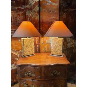 Pair Of Loupe D Orme Lamps Jean Claude Mahey