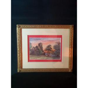 Watercolor Painting Alice Ma Baumgartner, 19th Century. 