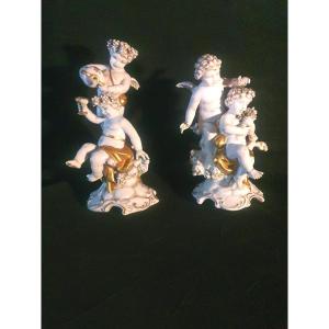 Pair Of Porcelain Cherub Sculptures, Clodion, Cappé, Capodimonte Meissen.