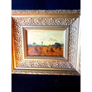 Country Painting Harvests Belgian Painter Géo Bernier.