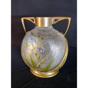 Art Nouveau Glass Paste Vase Montjoye Saint Denis, Carl Deffner.