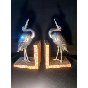 Art Deco Bookends Birds Herons Storks I Rochard