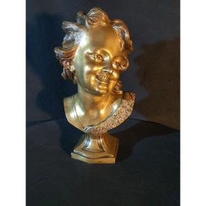 Gilt Bronze Bust Of Laughing Child Bouige Villanis School.