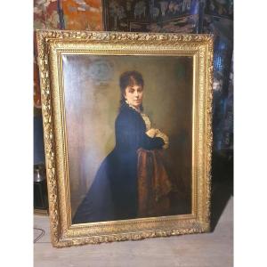 Large Portrait XIX Woman Of Quality, Jules De Lacger.