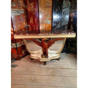 Regency Revival Console With Eagle Jasper Marble.