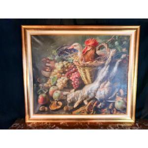Bodegon Still Life Painting, Hunting, Pedro Batalla Xatruch.