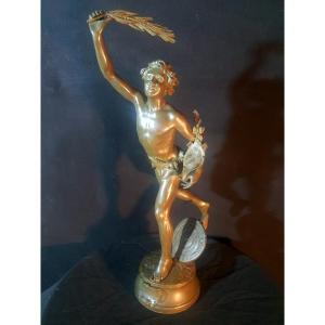 Bronze Sculpture The Winner 19th Century By Adrien Etienne Gaudez.