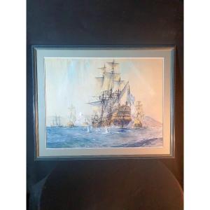 Marine Painting, Battle Of Algiers, By Claude Le Baube.