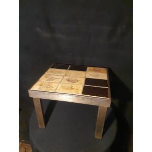 Roger Capron Metal And Ceramic Table.