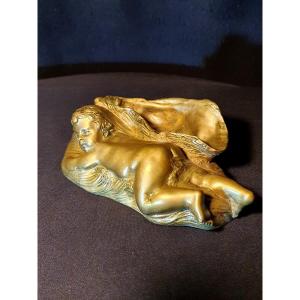 Gilded Bronze Sculpture Of A Child, 19th Century, By Claude Marie Devenet.