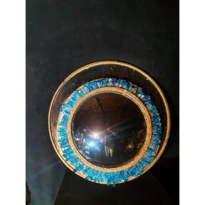 Large Vintage Convex Witch Mirror, Murano Glass. 