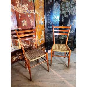 Pair Of Vintage Italian Chairs In The Spirit Of Gio Ponti, Sedie Friuli