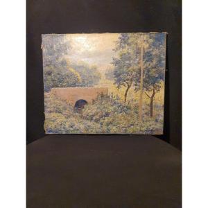 Tableau paysage art déco, Narcisse Ancelme.