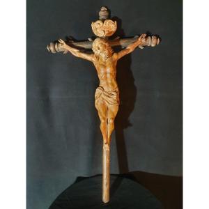 Sculpture Of Christ In Carved Wood, 17th Century.