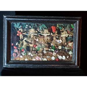 18th Century Diorama, Baby Jesus Angels Wax, Southern France, Italy.