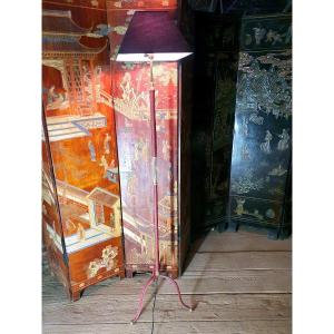 Jacques Adnet School Stitched Leather Floor Lamp.