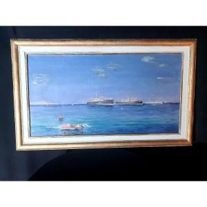 19th Century Marine Painting, Claude Goubot.genova.