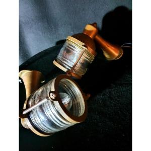 Pair Of Bronze Boat Wall Lights. 