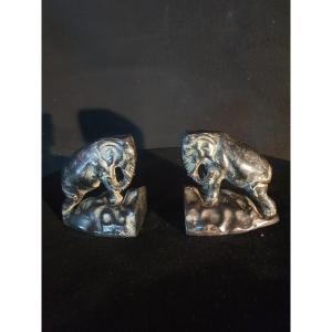 Pair Of Art Deco Elephant Bookends, Pierre Chenet.