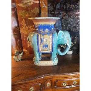 Ceramic Elephant, Stool, Bien Hoa Vietnam.