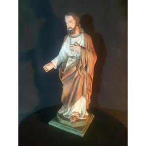 Polychrome Wooden Sculpture Of Saint Joseph, 18th Century. 