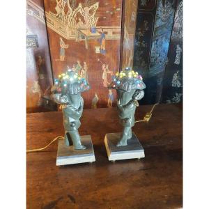 Pair Of Art Deco Night Lights, Pierre Séģa. 